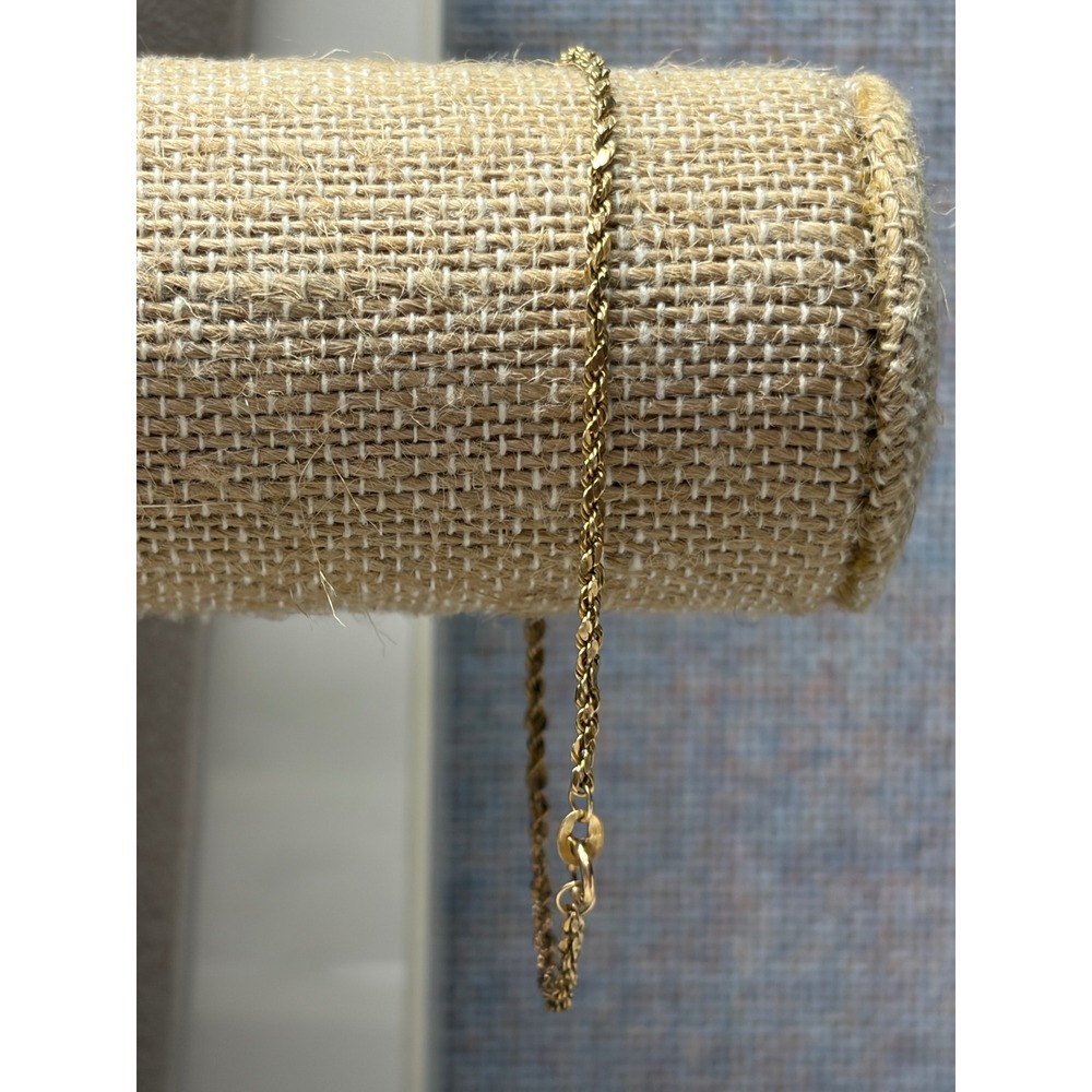 14K Yellow Gold Rope Chain Bracelet Approx 7 Inch 1.1g Spring Ring Clasp SCRAP